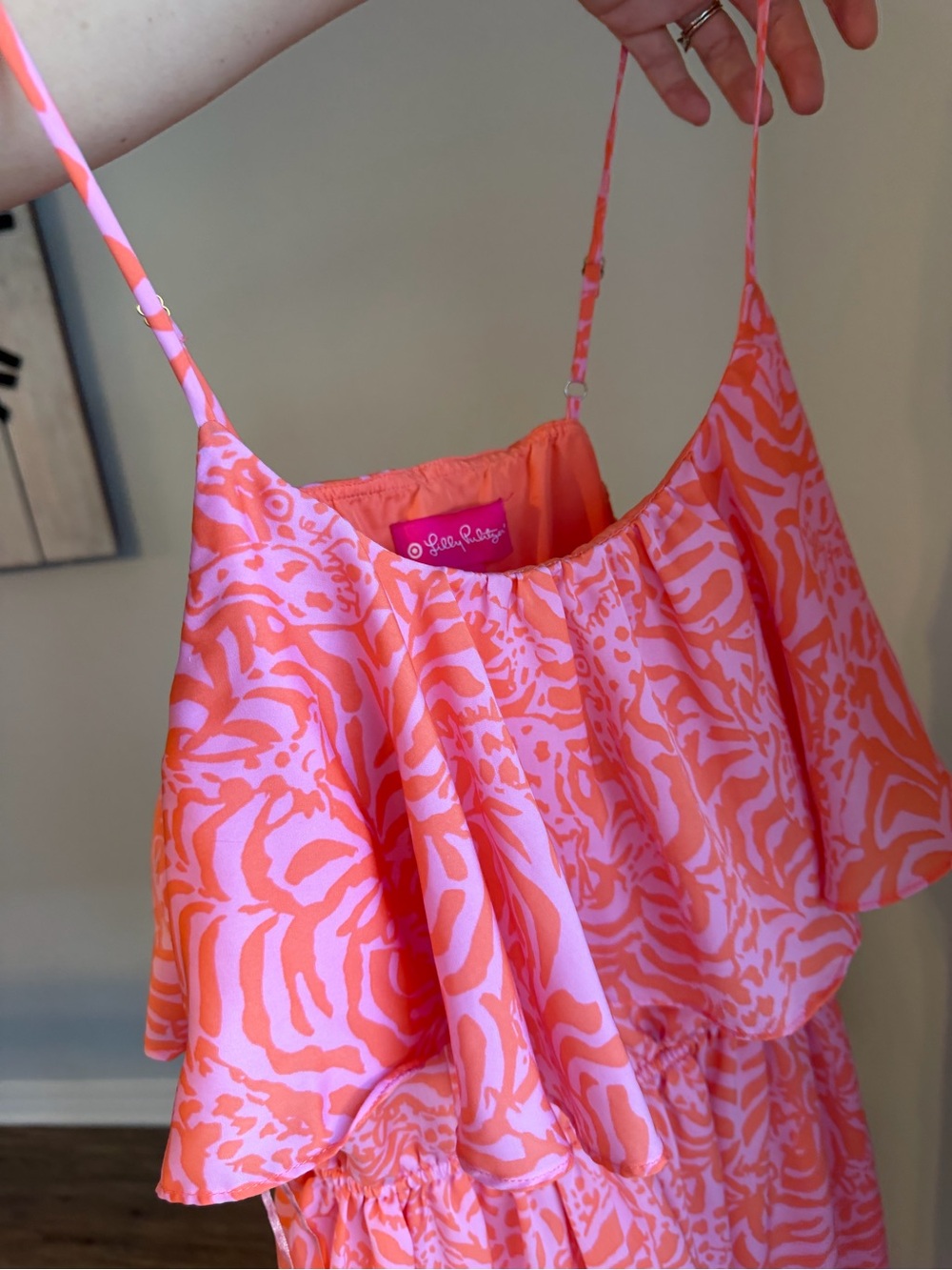 Lilly Pulitzer Pink & Orange Ruffle-Front Camisole